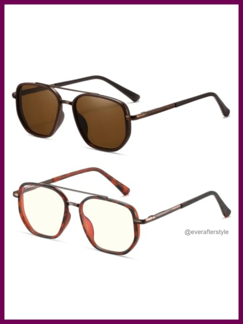 Polarized Aviator Sunglasses & Blue Light Glasses Set UV400 Retro